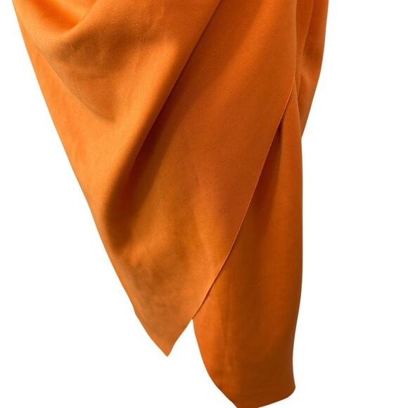 Asos Design Womens Orange Ruched Off The Shoulder Puff Sleeve Sheath Dress sz 10 - Picture 8 of 16